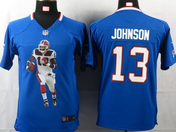 Kids Nike Buffalo Bills 13 Johnson Blue Portrait Fashion Game Jersey Cheap