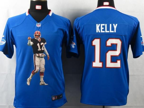 Kids Nike Buffalo Bills 12 Kelly Blue Portrait Fashion Game Jersey Cheap