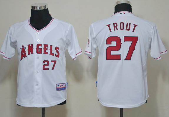 Kids Los Angeles Angels #27 Mike Trout White MLB Jerseys Cheap
