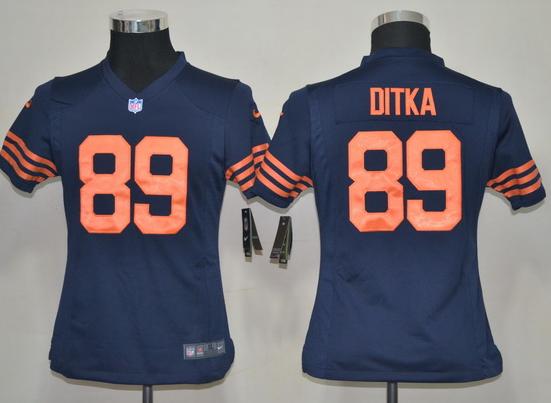 Kids Nike Chicago Bears 89 DITKA Dark Blue Nike NFL Jerseys Orange Number Cheap