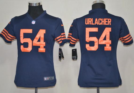 Kids Nike Chicago Bears 54 Brian Urlacher Dark Blue Nike NFL Jerseys Orange Number Cheap