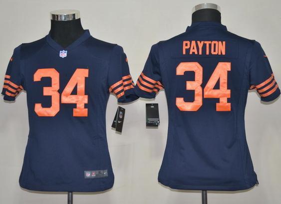 Kids Nike Chicago Bears 34 Walter Payton Dark Blue Nike NFL Jerseys Orange Number Cheap