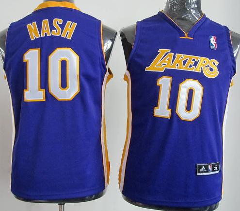 Kids Los Angeles Lakers 10 Steve Nash Purple NBA Jerseys Cheap
