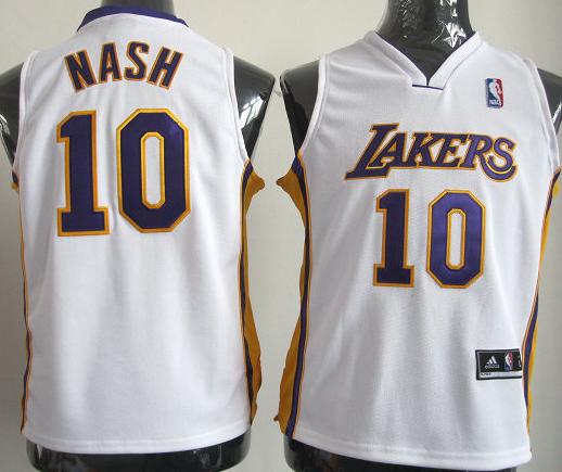 Kids Los Angeles Lakers 10 Steve Nash White NBA Jerseys Cheap