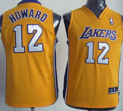 Kids Los Angeles Lakers 12# Dwight Howard Yellow NBA Jerseys Cheap