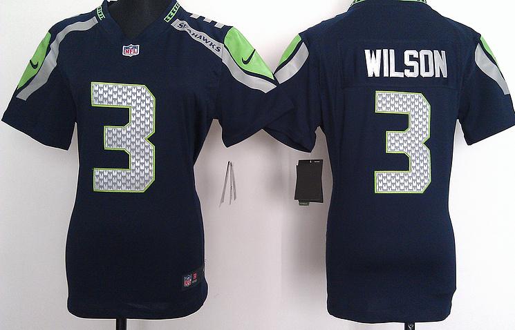 Cheap Women Nike Seattle Seahawks #3 Wilson Blue Nike NFL Jerseys