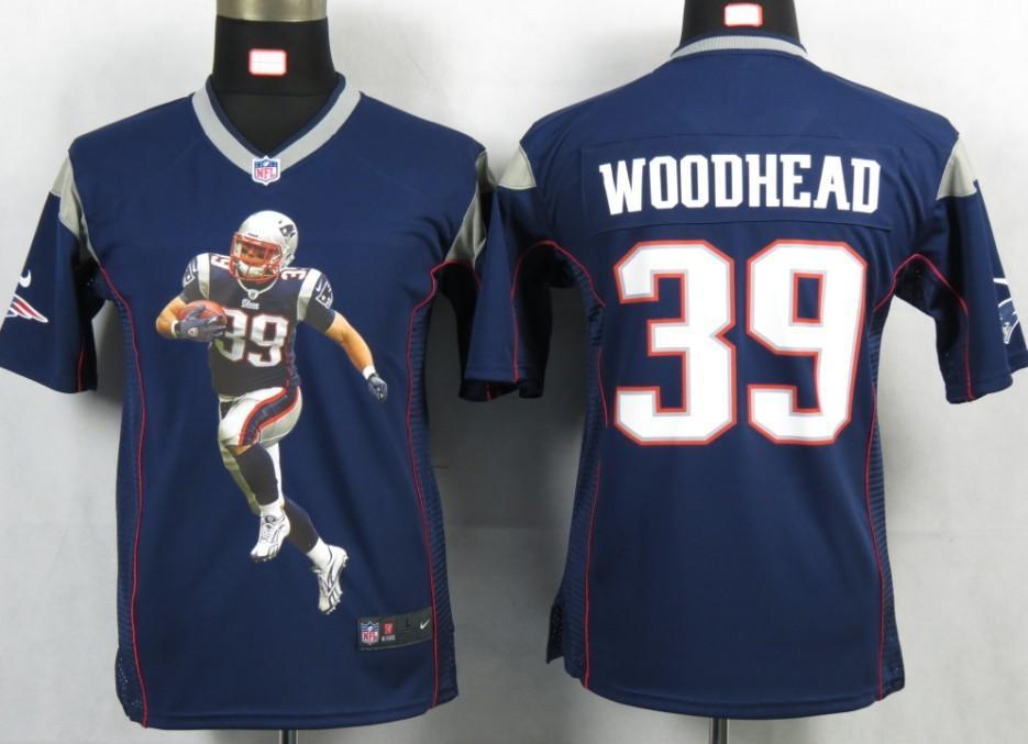 Kids Nike New England Patriots 39 Woodhead Blue Portrait Fashion Game Jerseys Cheap
