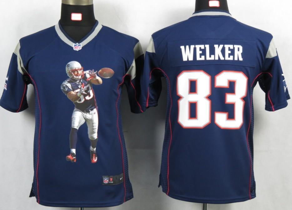Kids Nike New England Patriots 83 Welker Blue Portrait Fashion Game Jerseys Cheap