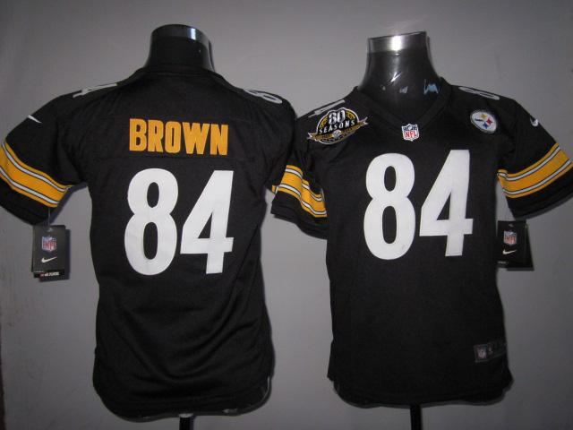 Kids Nike Pittsburgh Steelers #84 Antonio Brown Black Nike NFL Jerseys W 80 Anniversary Patch Cheap