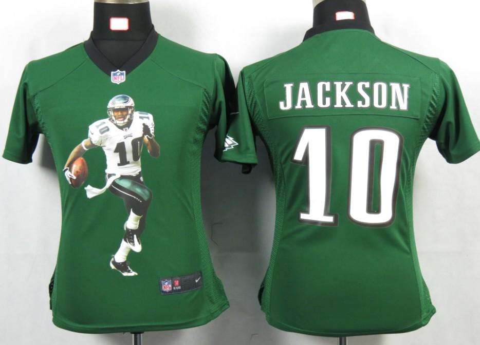 Cheap Women Nike Philadelphia Eagles 10 Jackson Green Portrait Fashion Game Jersey