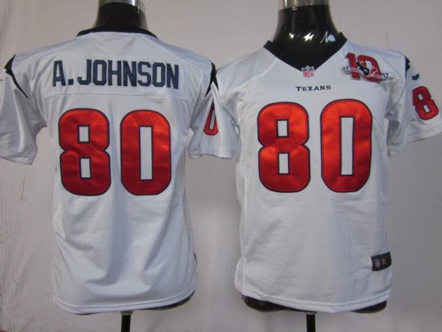 Kids Nike Houston Texans #80 Andre Johnson White Nike NFL Jerseys W 10th Patch Cheap