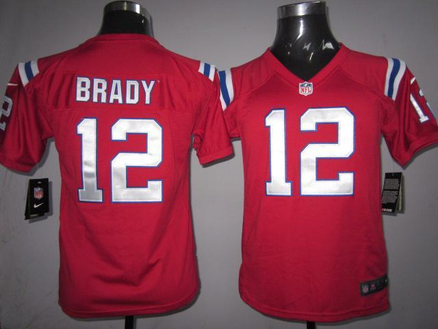 Kids Nike New England Patriots 12 Tom Brady Red Nike NFL Jersey Cheap