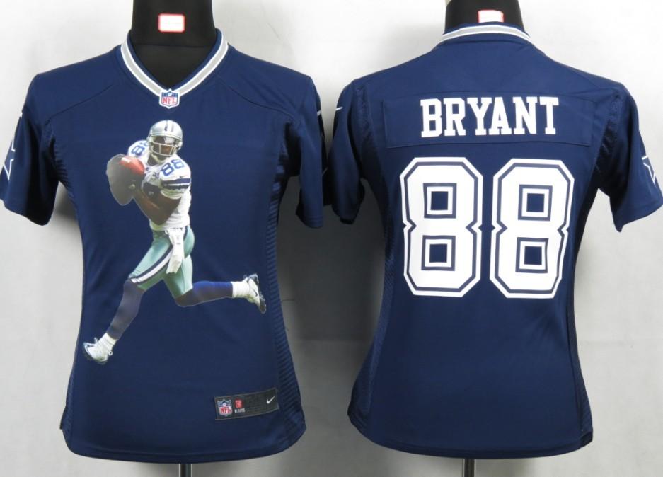 Cheap Womens Nike Dallas Cowboys 88 Bryant Blue Portrait Fashion Game Jersey