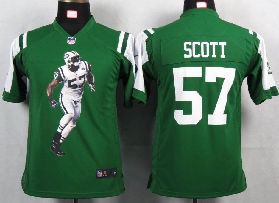 Kids Nike New York Jets 57 Scott Green Portrait Fashion Game Jerseys Cheap