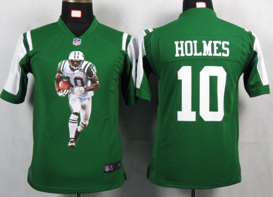 Kids Nike New York Jets 10 Holmes Green Portrait Fashion Game Jerseys Cheap