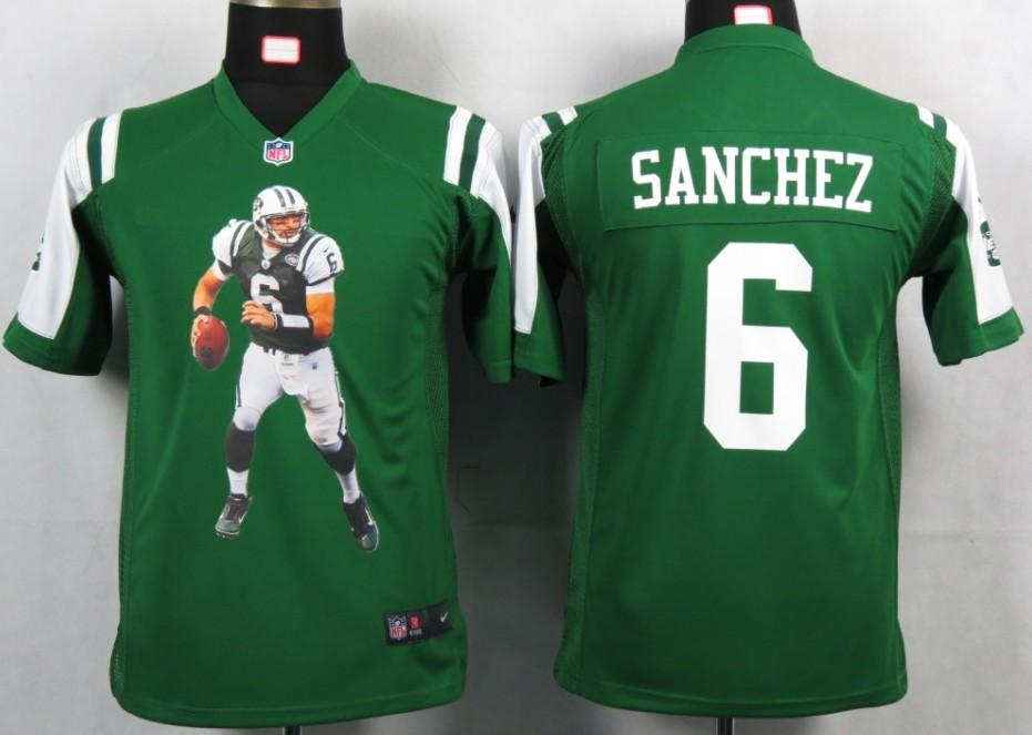 Kids Nike New York Jets 6 Sanchez Green Portrait Fashion Game Jerseys Cheap