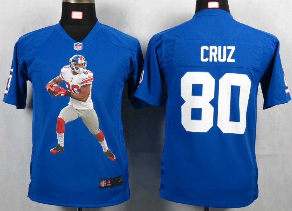 Kids Nike New York Giants 80 Cruz Blue Portrait Fashion Game Jerseys Cheap