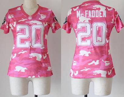 Cheap Women Nike Oakland Raiders 20 Darren McFadden Pink Camo Fashion NFL Jerseys 2013 New