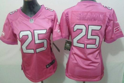 Cheap Women Nike Seattle Seahawks 25 Richard Sherman Pink Love NFL Jerseys