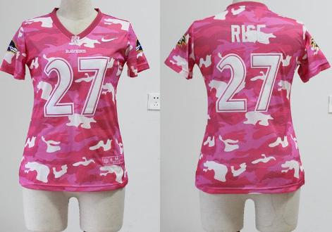Cheap Women Nike Baltimore Ravens 27 Ray Rice Pink Camo Fashion NFL Jerseys 2013 New
