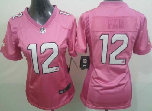 Cheap Women Nike Seattle Seahawks 12 Fan Pink Love NFL Jerseys