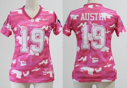 Cheap Women Nike Dallas Cowboys 19 Miles Austin Pink Camo Fashion NFL Jerseys 2013 New