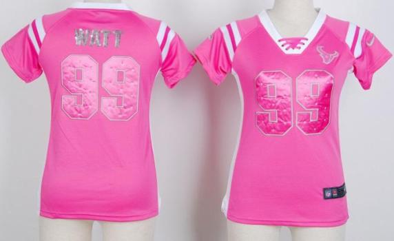 Cheap Women Nike Houston Texans 99 J.J. Watt Pink Handwork Sequin Name Fashion NFL Jerseys
