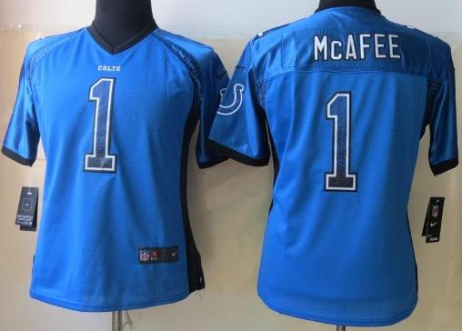 Cheap Women Nike Indianapolis Colts 1 Pat McAfee Blue Drift Fashion Elite NFL Jerseys