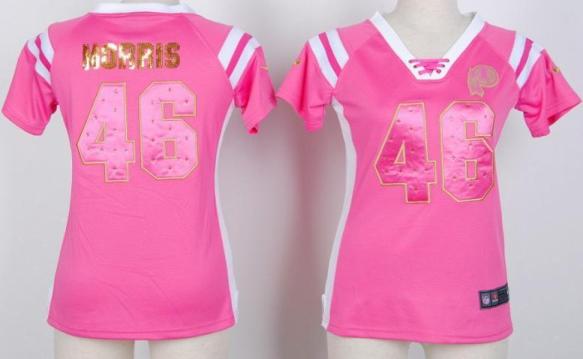 Cheap Women Nike Washington Redskins 46 Alfred Morris Pink Handwork Sequin Name Fashion NFL Jerseys
