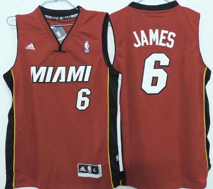 Kids Miami Heat 6 LeBron James Red Revolution 30 Swingman Jerseys Cheap