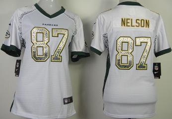 Cheap Women Nike Green Bay Packers 87 Jordy Nelson White Drift Fashion Elite NFL Jerseys