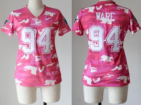 Cheap Women Nike Dallas Cowboys 94 DeMarcus Ware Pink Camo Fashion NFL Jerseys 2013 New