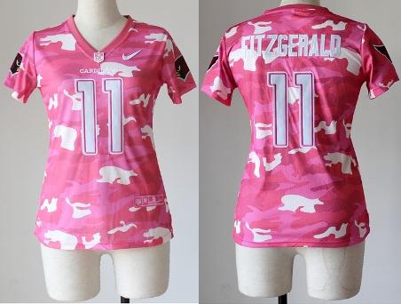 Cheap Women Nike Arizona Cardinals 11 Larry Fitzgerald Pink Camo Fashion NFL Jerseys 2013 New