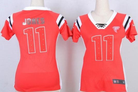 Cheap Women Nike Atlanta Falcons #11 Julio Jones Red Handwork Sequin Name Fashion NFL Jersey