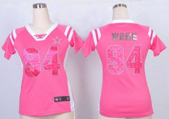 Cheap Women Nike Dallas Cowboys 94 DeMarcus Ware Pink Handwork Sequin Name Fashion NFL Jersey