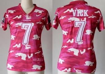 Cheap Women Nike Philadelphia Eagles 7 Michael Vick Pink Camo Fashion NFL Jerseys 2013 New