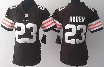 Cheap Women Nike Cleveland Browns 23 Joe Haden Brown NFL Jersey