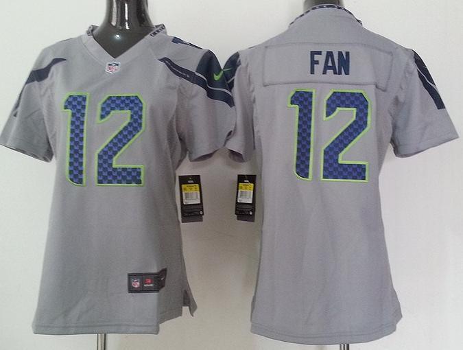 Cheap Women Nike Seattle Seahawks 12 Fan Grey NFL Jerseys