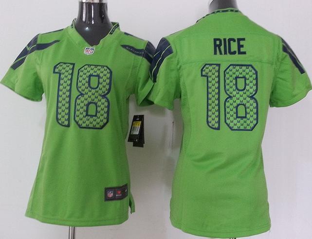 Cheap Women Nike Seattle Seahawks 18 Sidney Rice Green NFL Jerseys
