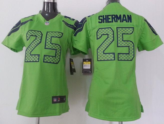 Cheap Women Nike Seattle Seahawks 25 Richard Sherman Green NFL Jerseys