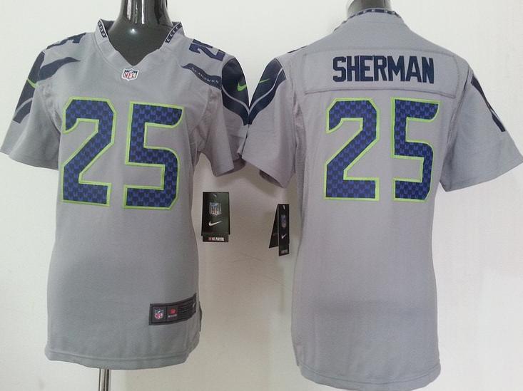 Cheap Women Nike Seattle Seahawks 25 Richard Sherman Grey NFL Jerseys