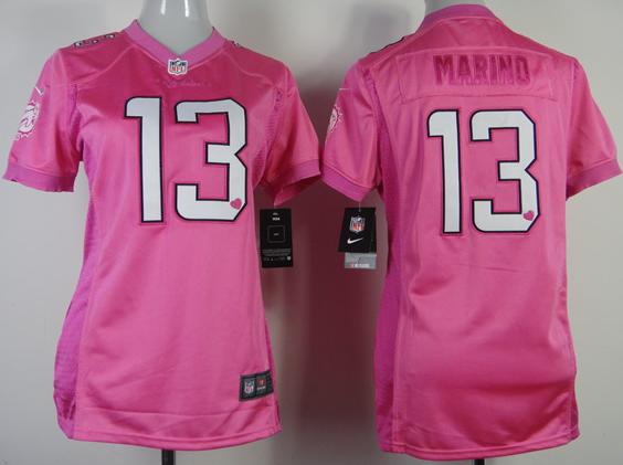 Cheap Women Nike Miami Dolphins 13 Dan Marino Pink Love NFL Jerseys