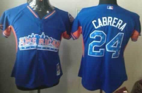 Cheap Women 2013 MLB ALL STAR American League Detroit Tigers 24 Miguel Cabrera Blue Jerseys