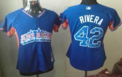 Cheap Women 2013 MLB ALL STAR American League New York Yankees 42 Mariano Rivera Blue Jerseys
