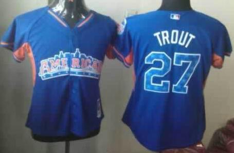 Cheap Women 2013 MLB ALL STAR American League Los Angeles Angels 27 Mike Trout Blue Jerseys