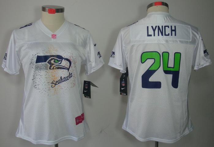 Cheap Women Nike Seattle Seahawks 24# Marshawn Lynch White FEM FAN Elite NFL Jersey