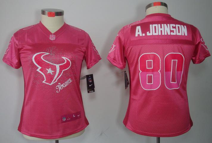 Cheap Women Nike Houston Texans #80 Andre Johnson Pink FEM FAN Elite NFL Jersey