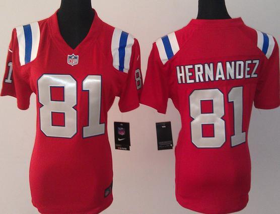 Cheap Women Nike New England Patriots 81 Hernandez Red NFL Jerseys