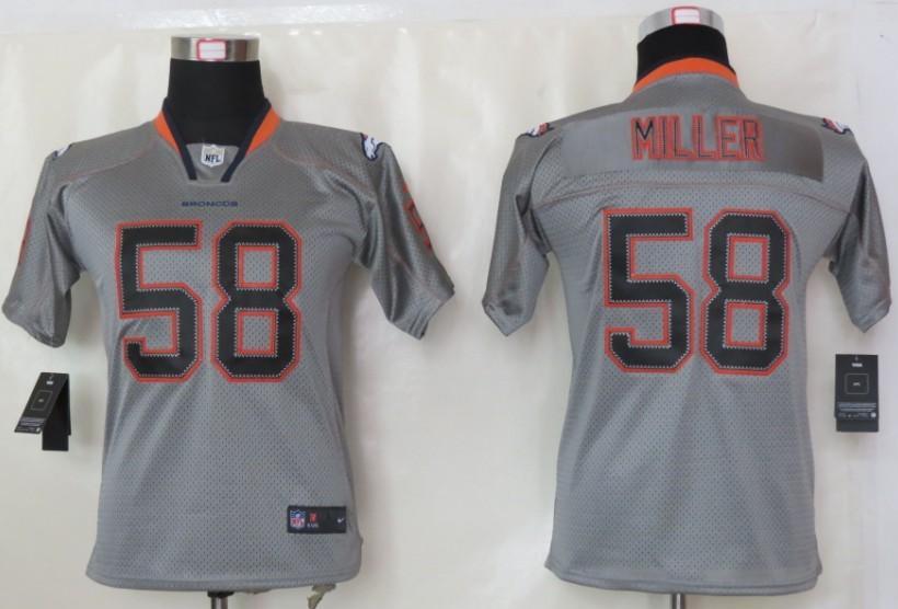 Kids Nike Denver Broncos 58# Von Miller Lights Out Grey Elite Jerseys Cheap