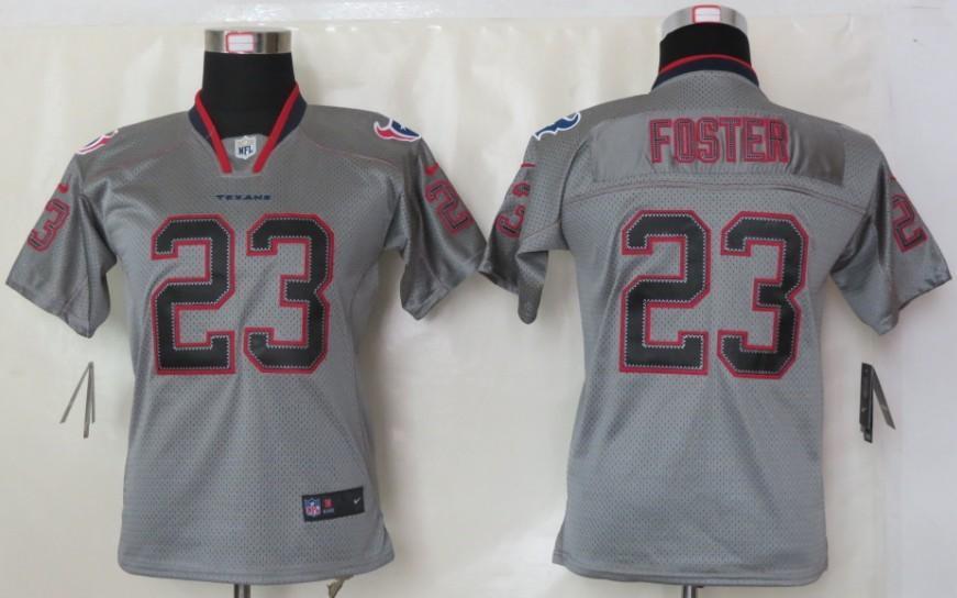 Kids Nike Houston Texans #23 Arian Foster Lights Out Grey Elite Jerseys Cheap